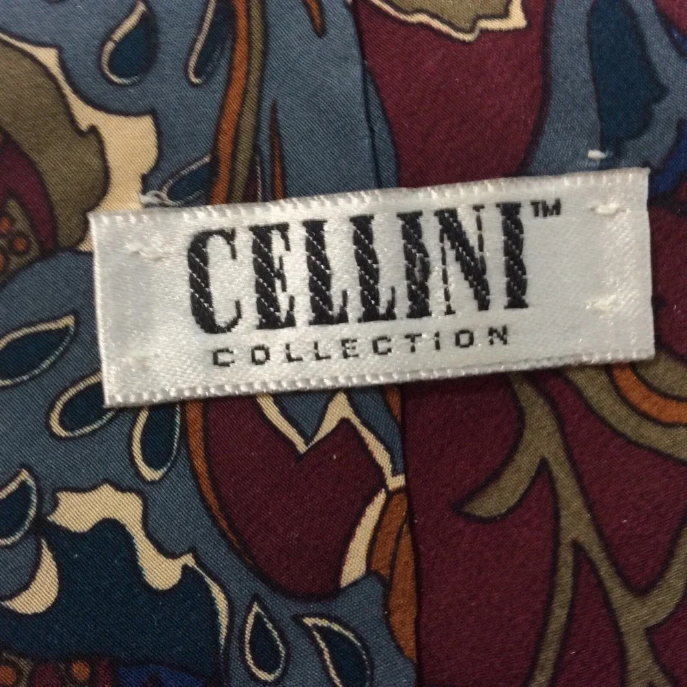 CELLINI Collection MENS TIE NECKTIE 3.75 in Burgundy Olive Rust Blue